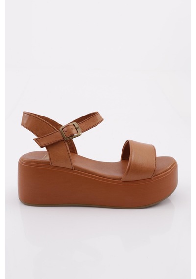 Dgn 6002 Kadin Kalin Taban Sandalet Taba