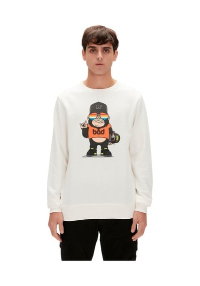 Bad Bear Funky Crewneck Erkek Beyaz Sweatshirt 23.02.12.014-c04 Siyah