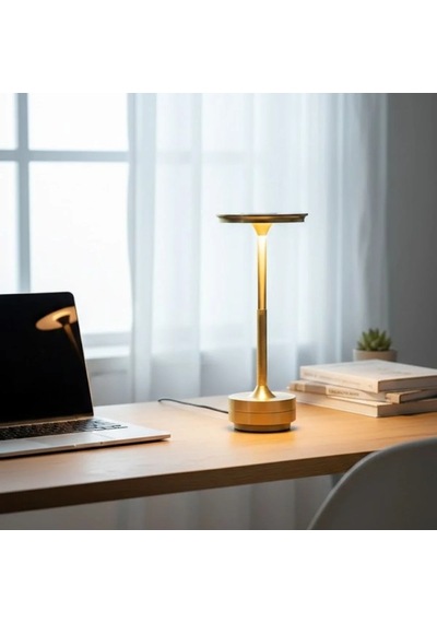 Eskitme Gold Kasa Dokunmatik Şarjlı Masa Lambası 3 Renk Işık Modlu, Led Aydınlatmalı, Modern & Dekoratif Abaj Belirtilmemis