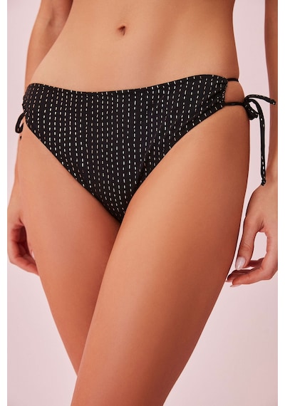 Suwen Line Lurex Yanı Bağcıklı Parlak Bikini Alt Sb254301312d1312 Çizgili Simli