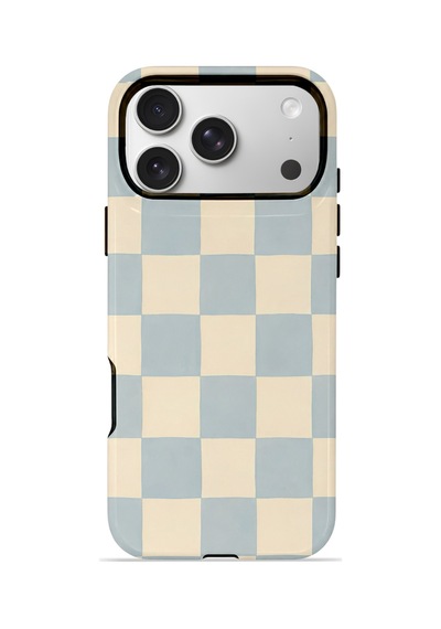 Apple iPhone Uyumlu 17 Pro Max Vorian Çift Katmanlı Magsafe Kılıf Powder Blue Checker