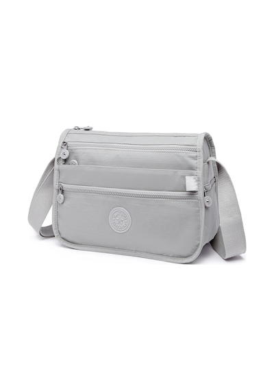 Smart Bags Çok Cepli Günlük Orta Boy Su Geçirmez Krınkıl Kumaş Kadın Omuz Çantası Buz Gri
