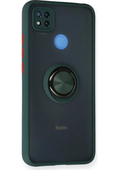 Newface Xiaomi Redmi 9c Kılıf Montreal Yüzüklü Silikon Kapak - Yeşil