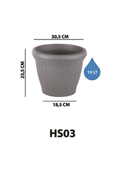 Hs03 Hasır Saksı Tabaklı 30,5cm, 10 Litre Kiremit