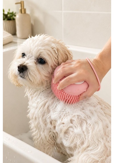 Silikon Kedi Köpek Yıkama Ve Masaj Fırçası-sarı