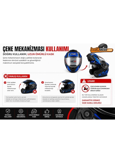 Ncr-160e Çene Açılır Gözlüklü E-ce Belgeli Kask Parlak Siyah