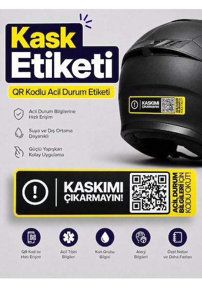 Meo Qr Kodlu Kask Acil Durum Bilgileri Etiketi Çok Renkli