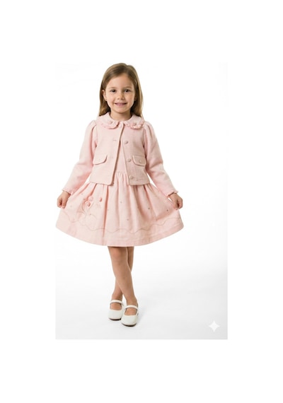 Xo Kids Kız Çocuk Elbise + Bolero 5-8 Yaş 52143 Pudra