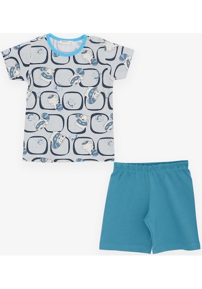 Breeze Girls & Boys Erkek Bebek Pijama Takımı Sevimli Rakun Desenli 9 Ay-3 Yaş, Gri-gri Gri