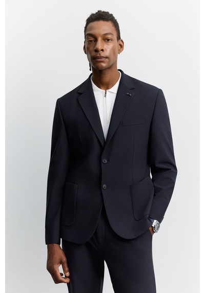 Avva Erkek Lacivert Mono Yaka Kırışmayan Teknik Kumaş Comfort Slim Fit Ceket A62y4009 Avva Erkek Lacivert Mono Yaka Kırışmayan Teknik Kumaş Comfort Slim Fit Ceket A62y4009