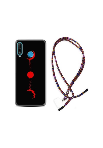Huawei P30 Lite Kılıf Rasta Boyun Askılı Red Moon 1710
