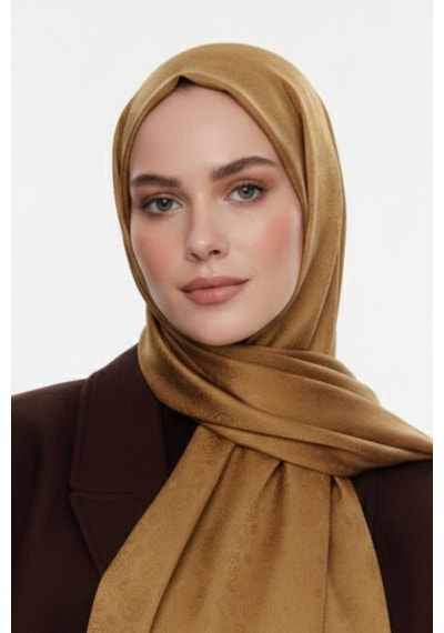 Mizalle & Yaqa Filigranlı Hardal Rengi Şal Hardal