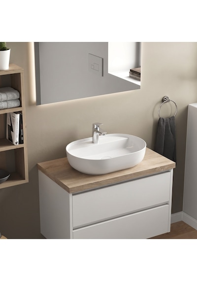 Dura Bagno Dream Çanak Lavabo 60x40 Cm, Batarya Delikli, Tezgah Üstü, Beyaz 5840