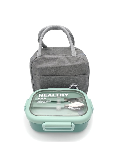 Valkyrie Isı Yalıtımlı Termal Çantalı Çelik Lunch Box Bpa Sız, Sızdırmaz, Çok Bölmeli Yemek Kabı Su Yeşili Su Yeşili
