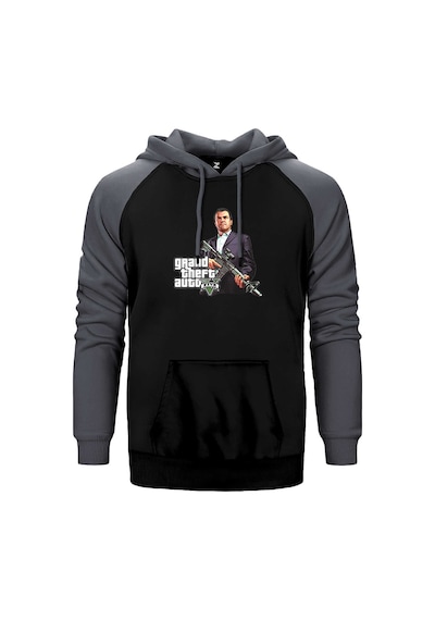Gta Five Rifleman Gri Renk Reglan Kol Kapşonlu Sweatshirt Gri