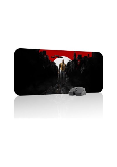 Wolfenstein Kaymaz Dikişli Kauçuk Oyuncu Mousepad V2 - 70x30 Xl Gaming Mouse Pad Fare Altlığı