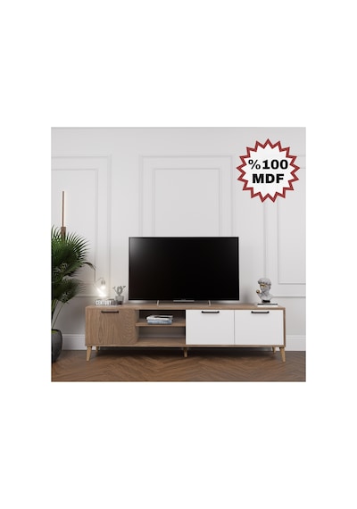 Tamamı Mdf Kaman Ceviz 180 Cm Tv Ünitesi Kahverengi