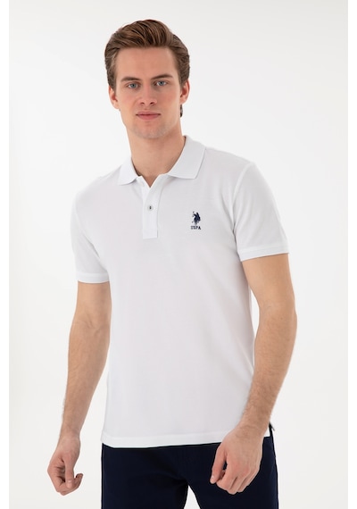 U.S. Polo Assn. Erkek Slim Fit Polo Yaka Beyaz Basic Tişört 50298041-VR013