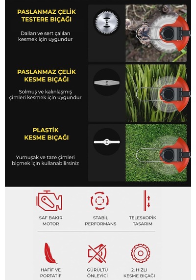 Şarjlı Çim Biçme Makinesi Tırpan 88v