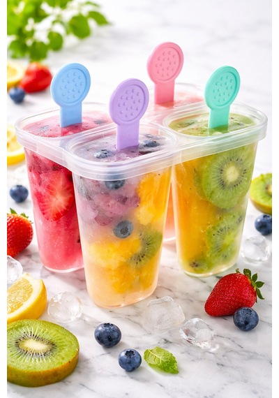 4 Lü Dondurma Kalıbı Bpa Free Sağlıklı Ev Yapımı Dondurma Kalıbı Pratik Popsicle Seti Çok Renkli