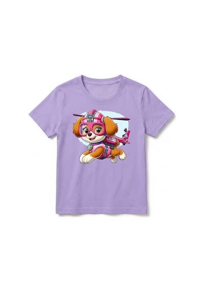 Urbantrendstore Paw Patrol Unisex Kız Çocuk Bisiklet Yuvarlak Yaka Basic Kısa Kollu %100 Pamuk Tişört Lila