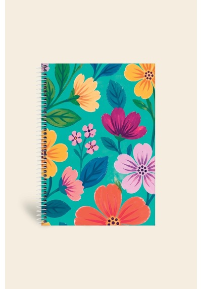 Bloom Garden Spiralli Defter Çizgili Mavi 13x18 Cm Çok Renkli