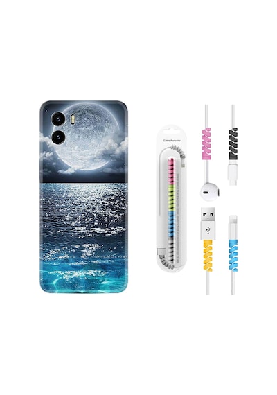 Vivo Y15S Kılıf Kablo Koruyuculu Great Moon 1301