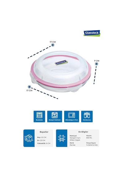 Ayrex Primanova Glasslock Yuv Plus Cam Saklama Kabı 800ml Genel