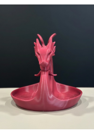 Ejderha Figürlü Tepsi - 3d Baskı Fantastik Dragon Organizer & Dekoratif Obje Bordo