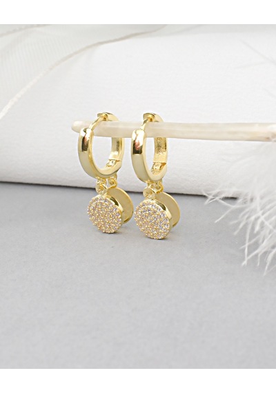 Brezza Lusso Jewelry 18k Serie Oro Sallantılı Aynalı Halka Kadın Gümüş Küpe