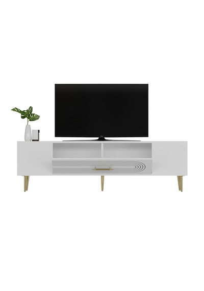 Camilla Tv Sehpası Tv Ünitesi 150 Cm Beyaz Altın