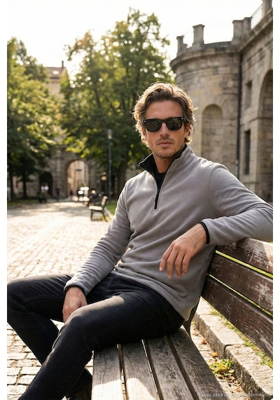 Buratti Slim Fit Yarım Fermuarlı Dik Yaka Erkek Polar 5906003 Gri