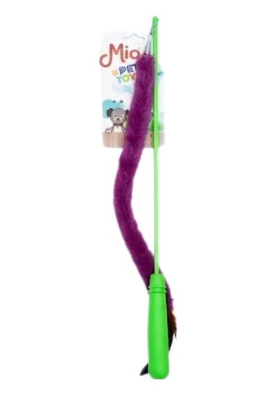 Peluşlu Tüylü Kedi Olta Oyuncağı Yeşil