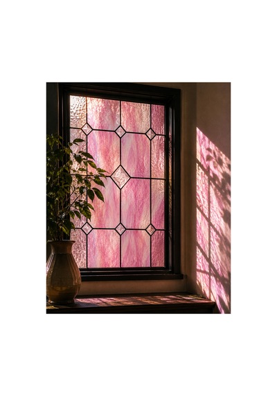 Dekoratif Vitray Cam İnci Pembesi Damarlı 21x29,7 Cm