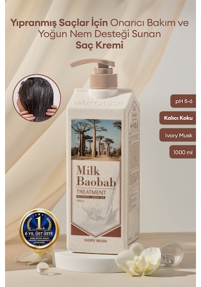 Yıpranmış Saçı Onaran Nemlendirici Saç Kremi Mılk Baobab Original Treatment Ivory Musk