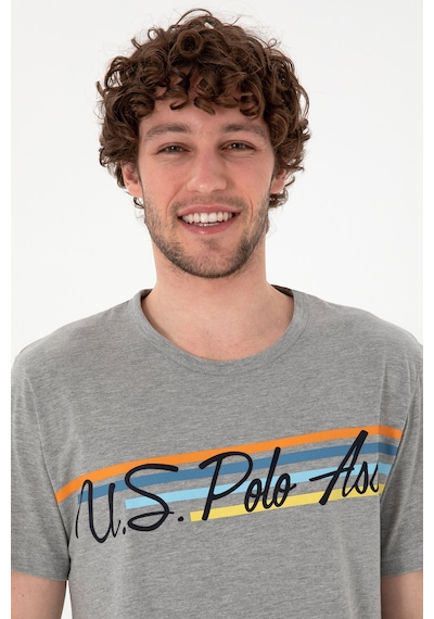 U.S. Polo Assn. Erkek Bisiklet Yaka Gri Melanj Pijama Takımı 50309481-VR086