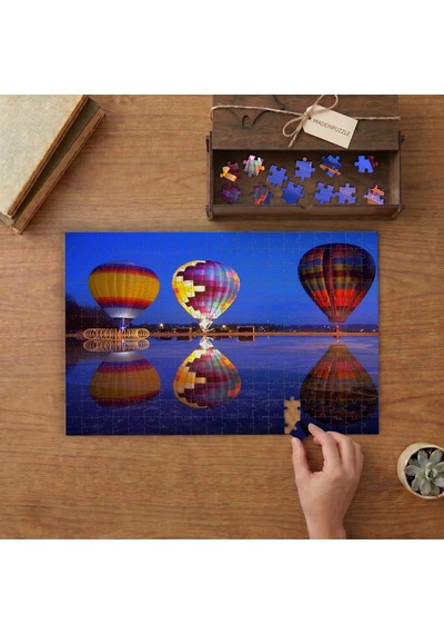 Gece Sıcak Hava Balonları Tasarımı 240 Parça Ahşap Puzzle Ahşap Kutuda Mpy10321