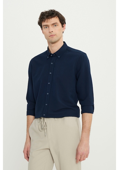 AC&Co / Altınyıldız Classics Erkek Lacı Slim Fit Dar Kesim Düğmeli Yaka %100 Pamuk Gömlek Lacı Lacivert AC&Co / Altınyıldız Classics Erkek Lacı Slim Fit Dar Kesim Düğmeli Yaka %100 Pamuk Gömlek Lacı Lacivert