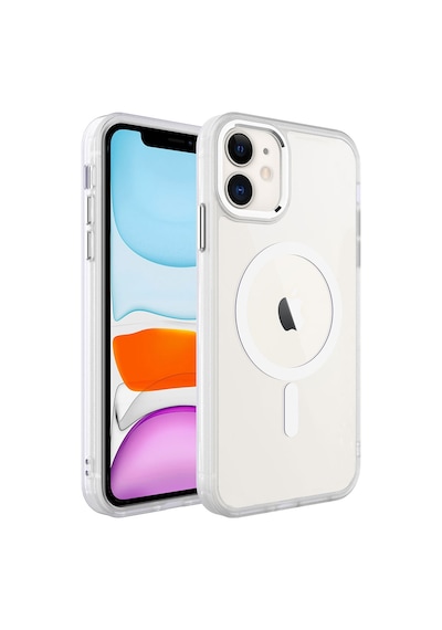 Apple Uyumlu iPhone 11 Kılıf Magsafe Şeffaf Arka Yüz Kamera Yükseltili Silikon Systemcom Derin Mor