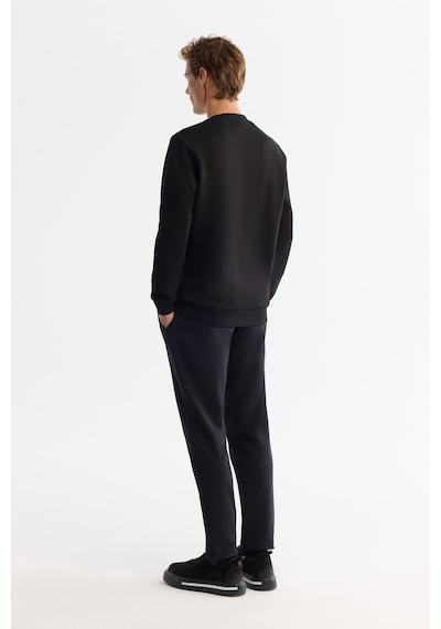 Avva Erkek Siyah Bisiklet Yaka Pamuklu Baskılı Elastan Regular Fit Sweatshirt A42y1215