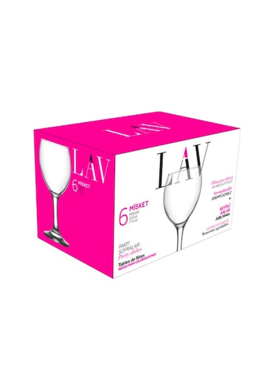 Lav Misket Cam Kırmızı Şarap Kadehi 6'lı 210 ml Ayaklı (Meşrubat Bardağı)