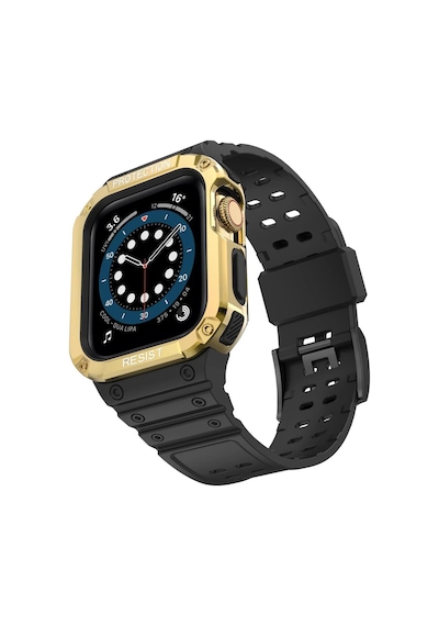 Newface - 701 - Apple Watch 42mm Kr401 Silikon Kordon - Edntrend - - Siyah-gold