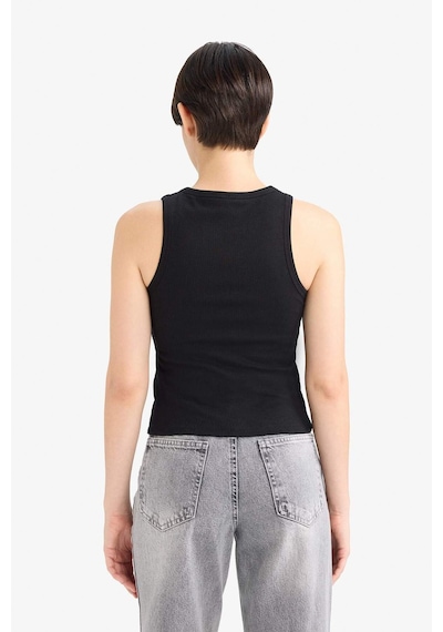 Defacto Slim Fit Dar Kesim Basic Düz Halter Yaka Fitilli Kaşkorse Pedli Atlet G0843ax25aubk81 Siyah