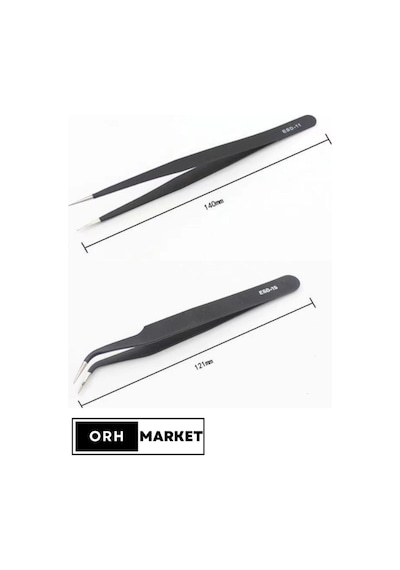 Antistatik ESD Cımbız Seti – ESD-11 ve ESD-15 Karbon Fiber Hassas Elektronik Cımbızlar (2'li Set)