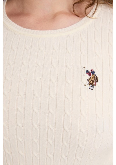 U.S. Polo Assn. Kadın Beyaz Basic Kazak 50331602 Vr265 Fıldısı