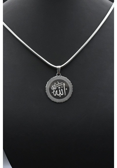 Allah Yazlı Kolye Paslanmaz Çelik Zincir 902294 Gümüş