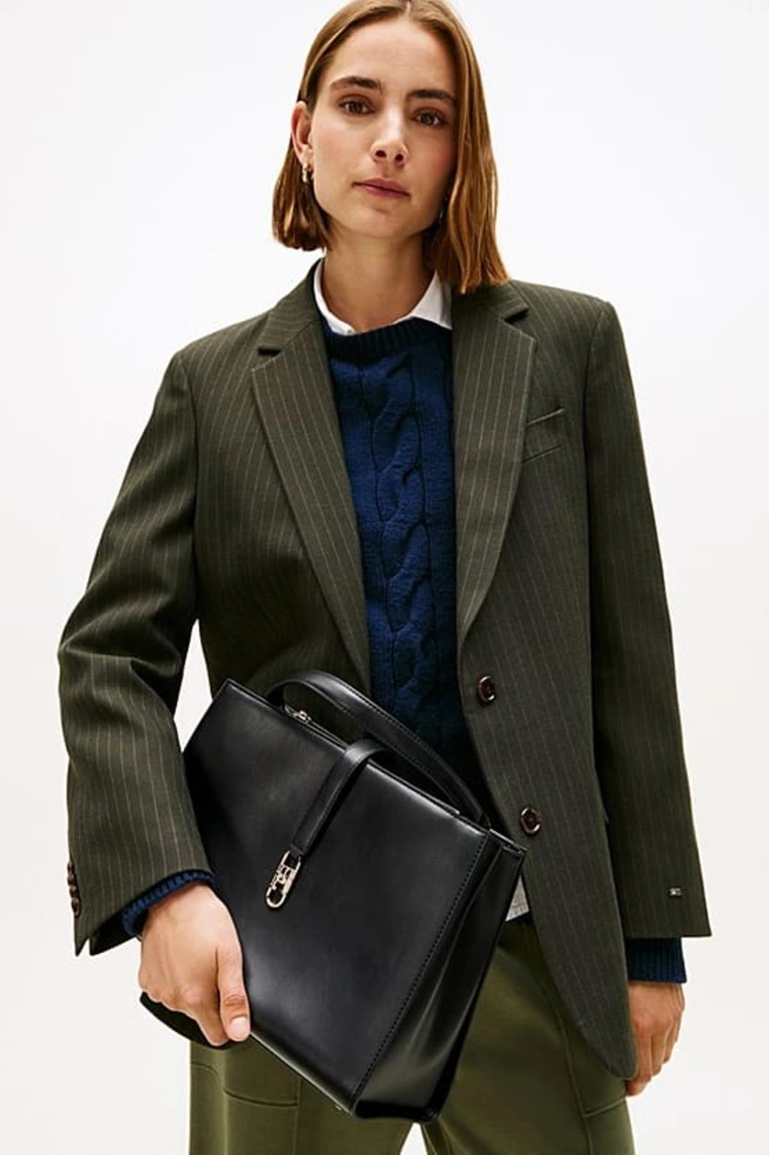 Tommy Hilfiger Kadın Metal Kilit Detaylı El Ve Omuz Çantası - Siyah-10583 Triple Black
