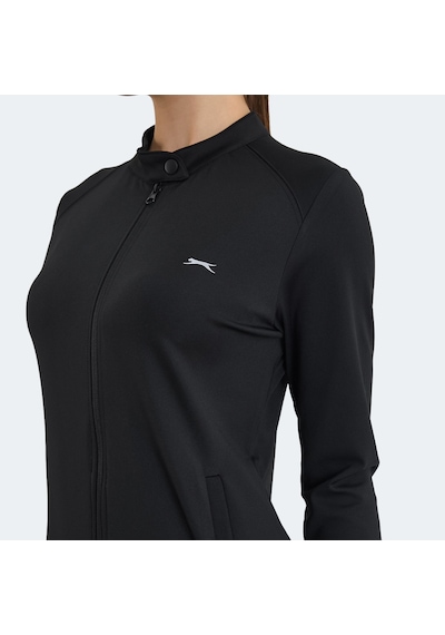 Slazenger RONA Kadın Fermuarlı Dik Yaka Cepli Siyah Eşofman Takımı