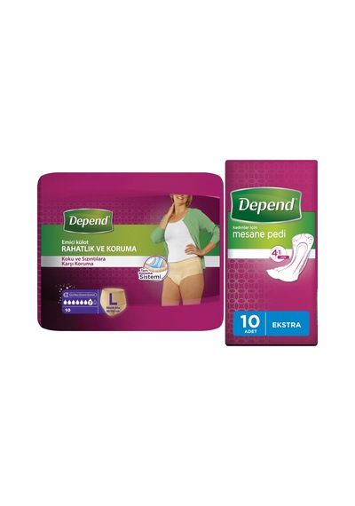 Depend Emici Külot Lohusa Pedi L 10 Aedt + Mesane Pedi 10 Adet