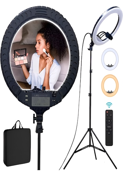 6000k 80w Led Halka Işık 56cm 360 Ayarlı 2 Usb Çıkışlı Kumandalı Fotoğraf Video Işığı Çantalı